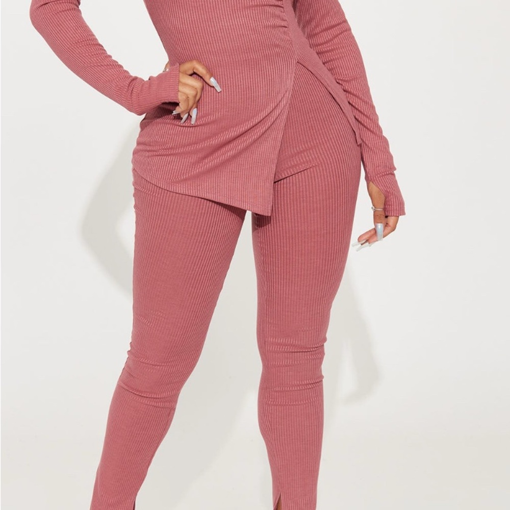 Women's Ribbed 2piece Pink Set